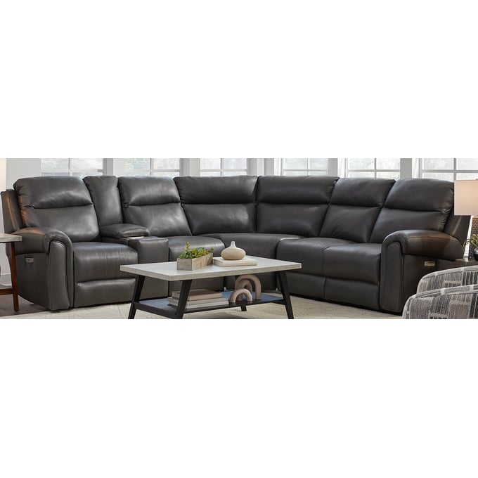 Southern Motion Bellingham Grey Triple Power Leather 3pc LAF Sectional STHN-394-27P-84-18P-957-14