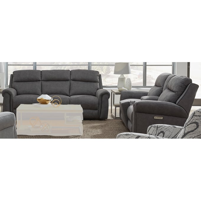 Southern Motion Bellingham Charcoal Triple Power Sofa and Console Loveseat Set STHN-394-64P-86P-253-14