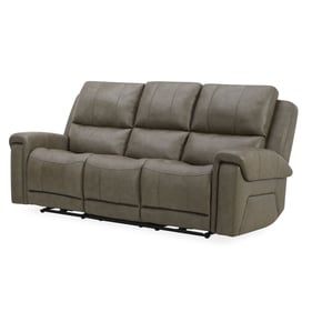 Southern Motion Burton Grey Triple Power Leather Reclining Sofa with Bt Spe...