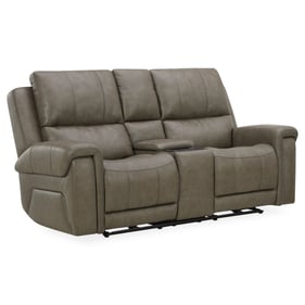 Southern Motion Burton Grey Triple Power Leather Reclining Console Loveseat...