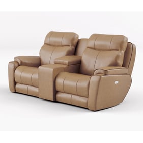 Southern Motion Showstopper Tan Caramel Double Reclining Console Loveseat w...