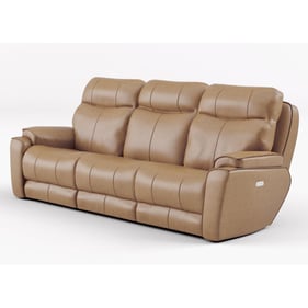 Southern Motion Showstopper Tan Caramel Leather Double Reclining Sofa