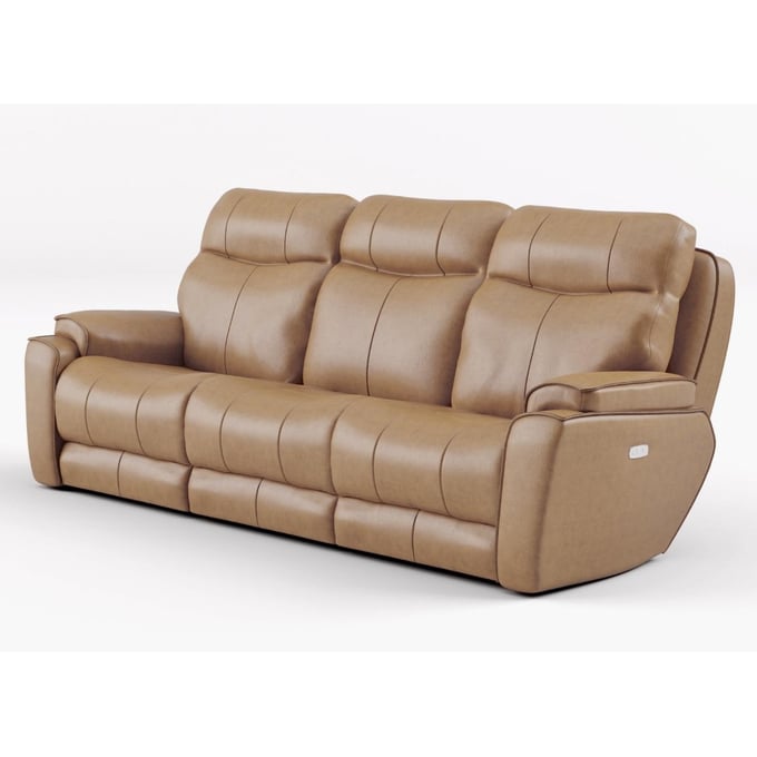 Southern Motion Showstopper Tan Caramel Leather Power Headrest Reclining Sofa STHN-736-61P-957-15