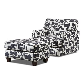 Southern Motion Spencer Black White Swivel Chair and Ottoman