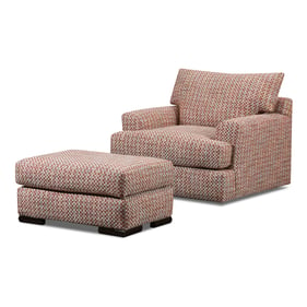 Southern Motion Emerson Red Chair and Ottoman