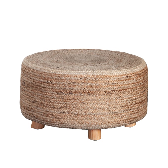 Diamond Sofa Jute Natural Round Accent Stool Ottoman DMND-STOOLJU