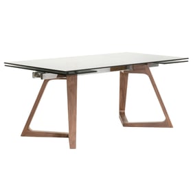 Essentials For Living Axel Walnut Chrome Smoke Gray Extension Dining Table