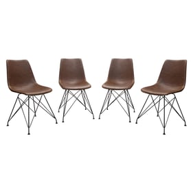 4 Diamond Sofa Theo Chocolate Leatherette Dining Chairs