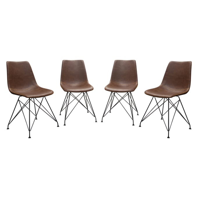 4 Diamond Sofa Theo Chocolate Leatherette Dining Chairs DMND-THEODCCH4PK