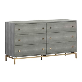 TOV Furniture Pesce Grey Shagreen 6 Drawer Dresser