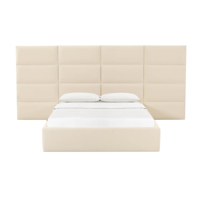 TOV Furniture Eliana Cream Velvet King Bed with Wings TOV-B68724-WINGS