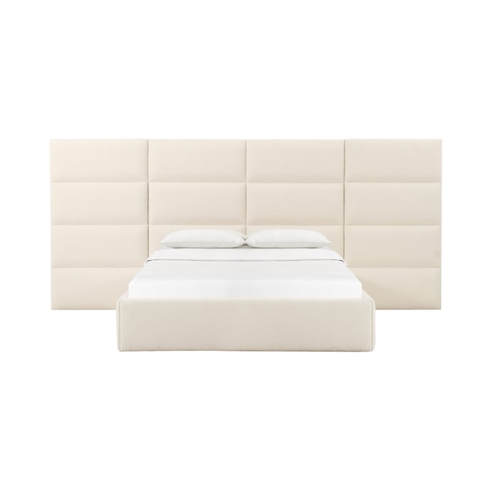 TOV Furniture Eliana Cream Boucle Queen Bed with Wings TOV-B68731-WINGS