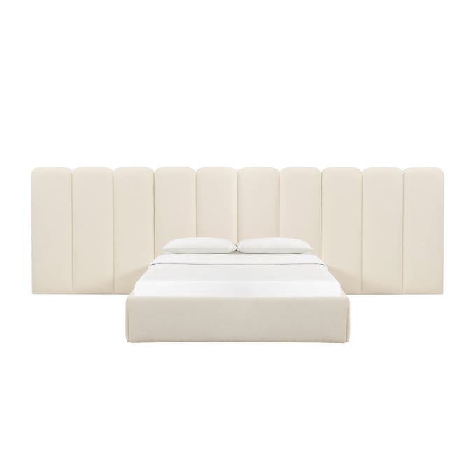 TOV Furniture Palani Cream Boucle Queen Bed with Wings TOV-B68747-WINGS