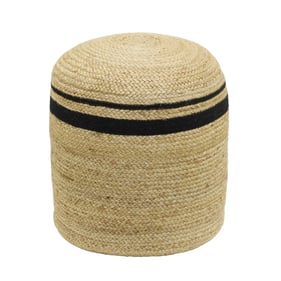 TOV Furniture Emerge Black Natural Round Pouf