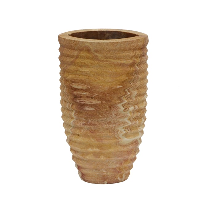 TOV Furniture Saava Natural Sandstone Ribbed Stone Vase TOV-C18521