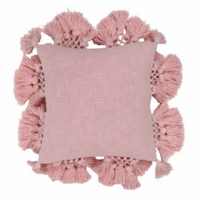 TOV Furniture Stone Washed Pink Tasseled Pillow