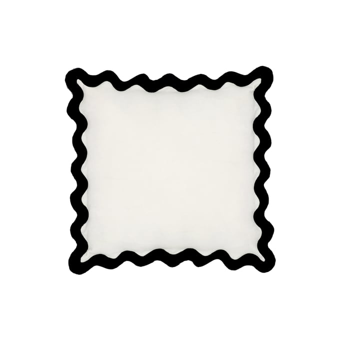 TOV Furniture Scalloped Black White Velvet Throw Pillow TOV-C18602