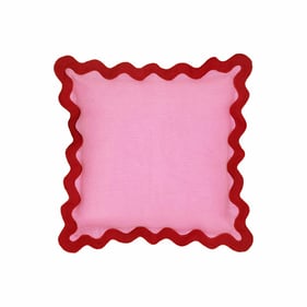 TOV Furniture Scalloped Pink Red Linen Throw Pillow