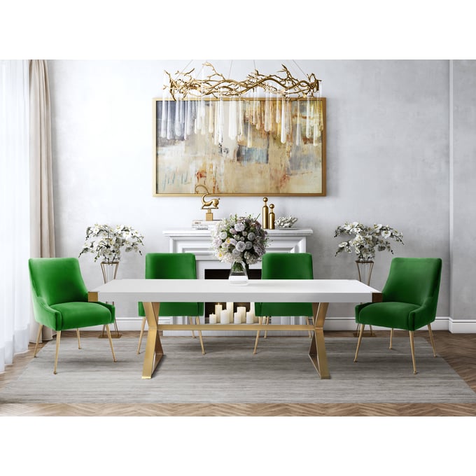 TOV Furniture Adeline White Gold Green 5pc Dining Set TOV-G5496-TOV-D46