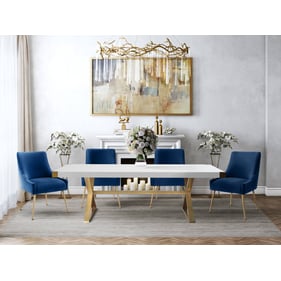 TOV Furniture Adeline White Gold Navy 5pc Dining Set