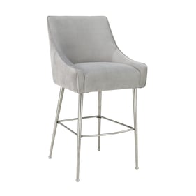 TOV Furniture Beatrix Light Grey Velvet Bar Stool