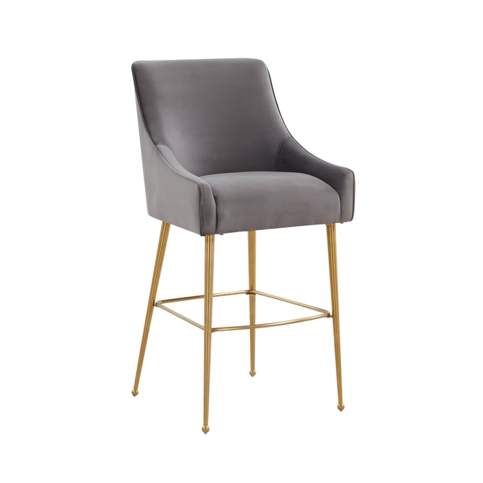 TOV Furniture Beatrix Dark Grey Gold Velvet Counter Height Stool TOV-D68345