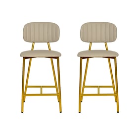 2 TOV Furniture Ariana Nude Leather Counter Height Stools