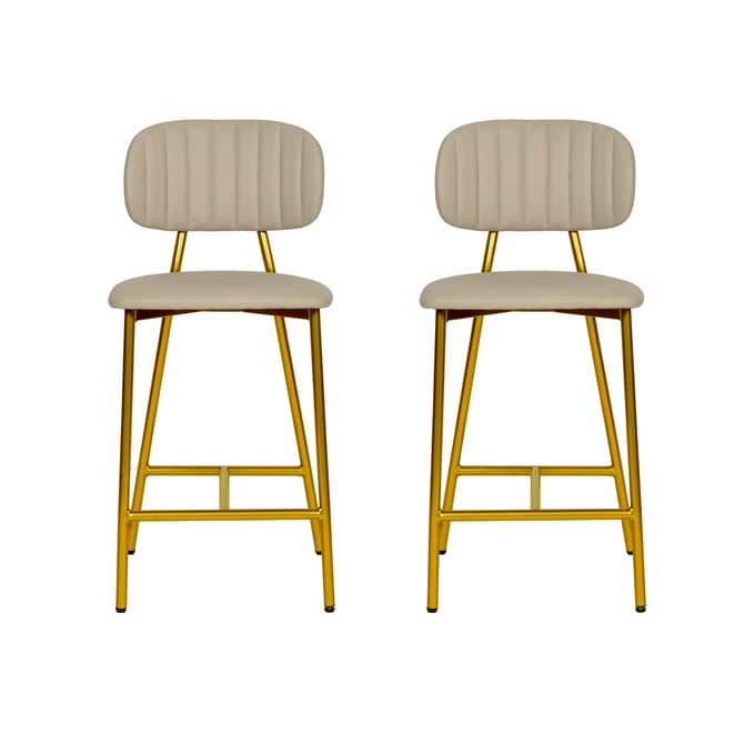 2 TOV Furniture Ariana Nude Leather Counter Height Stools TOV-D68561