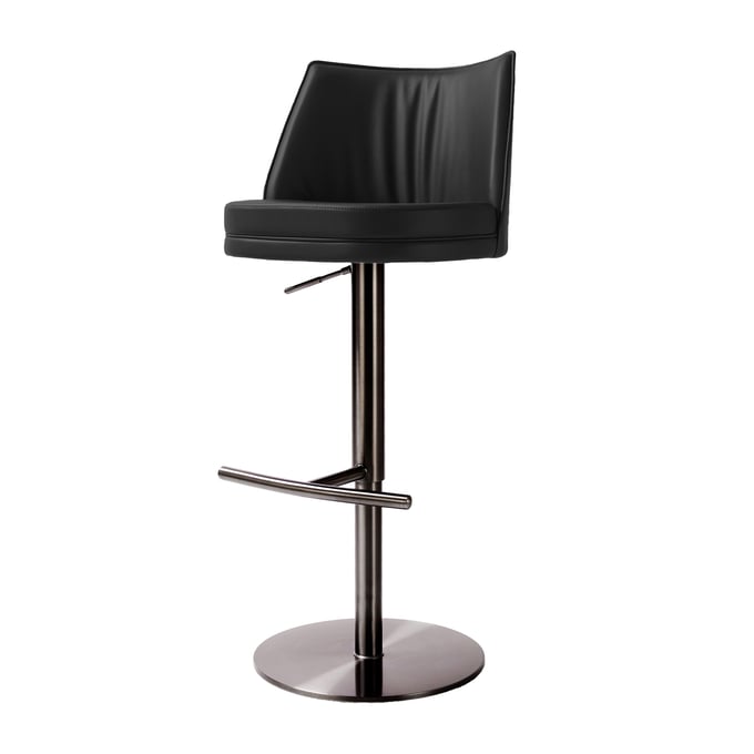 TOV Furniture Gala Black Leather Adjustable Stool TOV-D68622