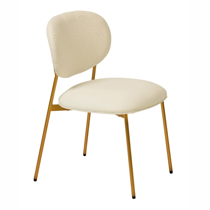 2 TOV Furniture McKenzie Cream Boucle Stackable Dining Chairs TOV-D68703