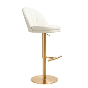 TOV Furniture Venus Cream and Gold Adjustable Swivel Stool