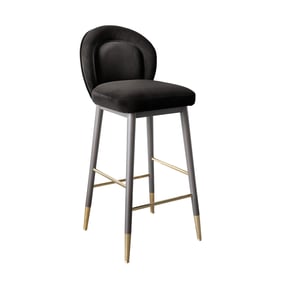 TOV Furniture Hailey Charcoal Velvet Barstool