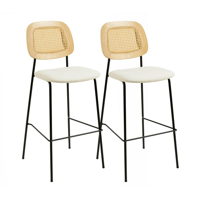 2 TOV Furniture Anais Natural Rattan Counter Height Stools TOV-D68875