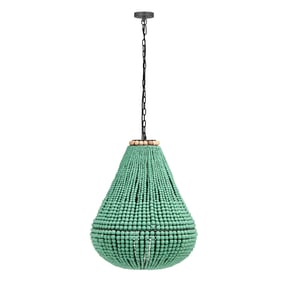 TOV Furniture Palani Green Wooden Bead Chandelier