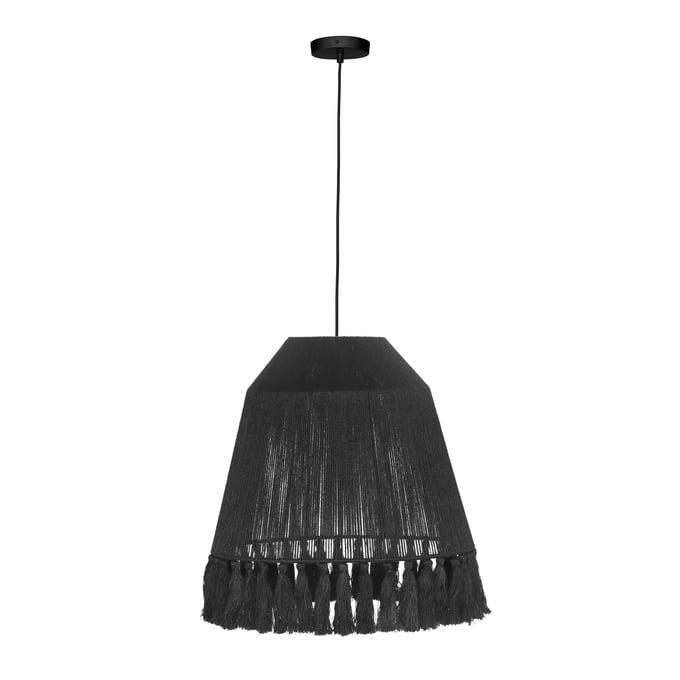 TOV Furniture Bokaro Black Jute Large Pendant Lamp TOV-G18467