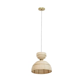 TOV Furniture Lydia Antique Gold and Natural Rattan Pendant Lamp