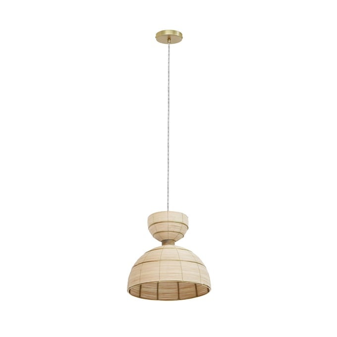 TOV Furniture Lydia Antique Gold and Natural Rattan Pendant Lamp TOV-G18485