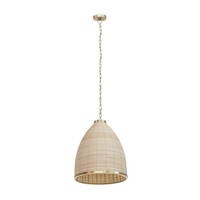 TOV Furniture Kelsey Antique Gold Natural Rattan Pendant Lamp