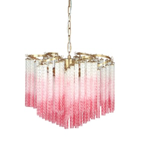 TOV Furniture Ananya Gold Pink Glass Chandelier