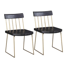 2 TOV Furniture Madrid Matte Black Brush Brass Chairs