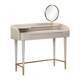 TOV Furniture Penelope Taupe Vegan Leather Wrapped Vanity Desk