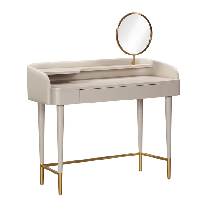 TOV Furniture Penelope Taupe Vegan Leather Wrapped Vanity Desk TOV-H54271