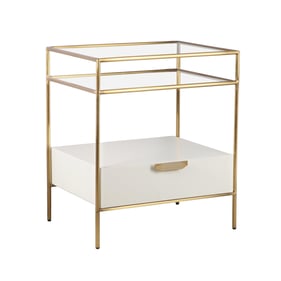 TOV Furniture Darla Cream Gold Glass Nightstand