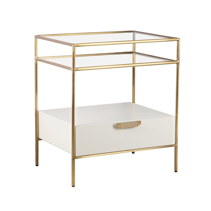 TOV Furniture Darla Cream Gold Glass Nightstand TOV-IHB68765