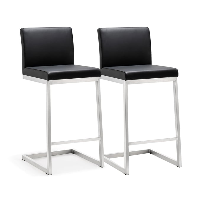 2 TOV Furniture Parma Black Counter Height Stools TOV-K3604