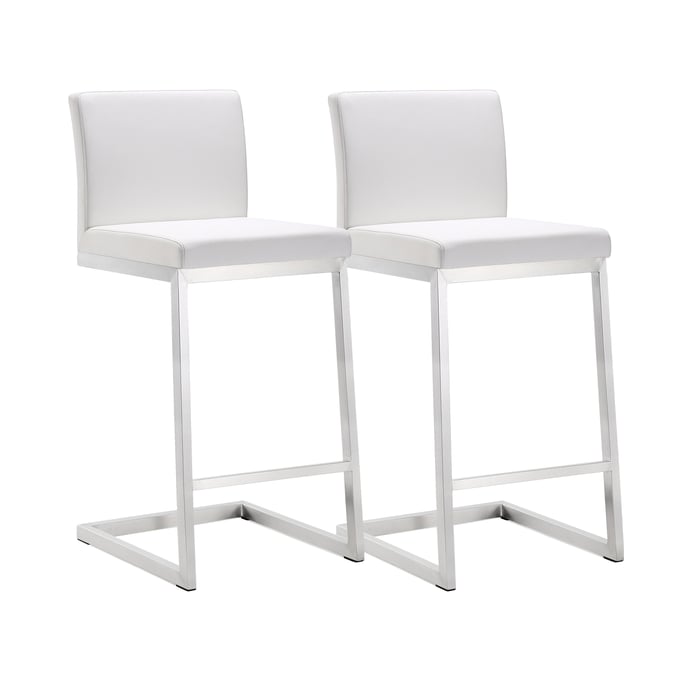 2 TOV Furniture Parma White Counter Height Stools TOV-K3605