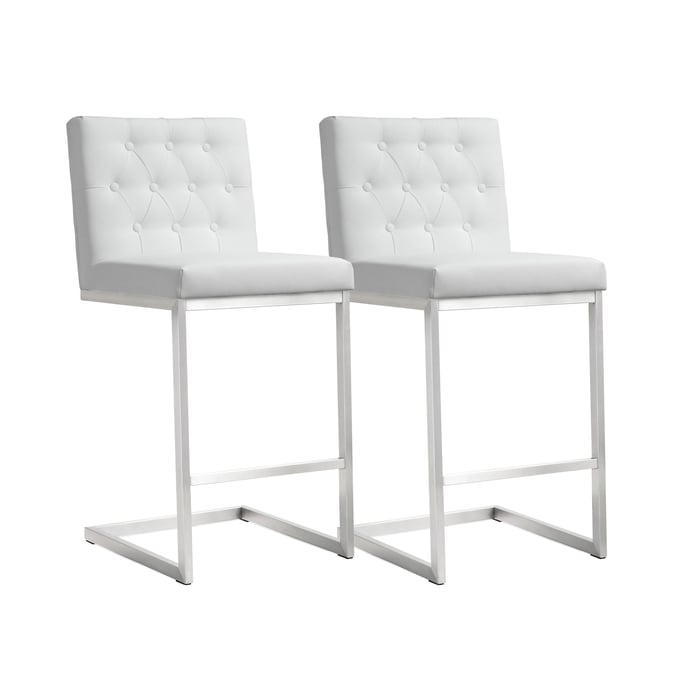 2 TOV Furniture Helsinki White Counter Height Stools TOV-K3640