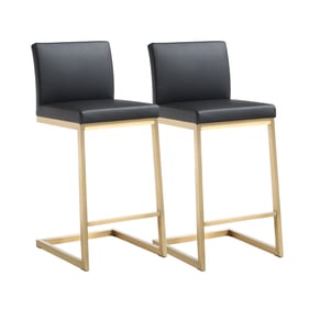 2 TOV Furniture Parma Black Gold Counter Height Stools