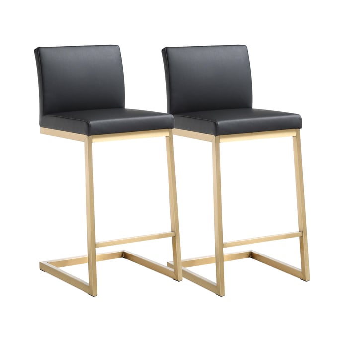 2 TOV Furniture Parma Black Gold Counter Height Stools TOV-K3665