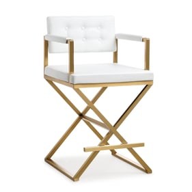 TOV Furniture Director White Gold Counter Height Stool